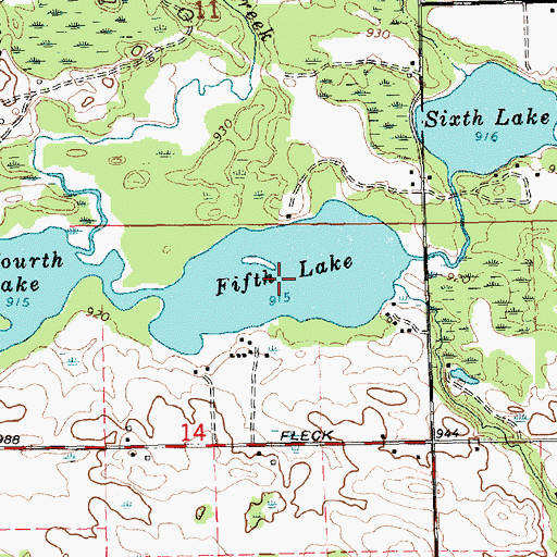 Topographic Map of Fifth Lake, MI