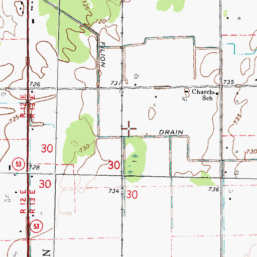 Topographic Map of Filion Drain, MI