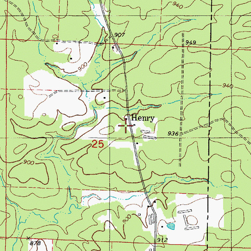 Topographic Map of Henry, AR