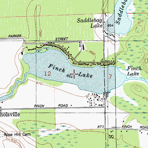 Topographic Map of Finch Lake, MI