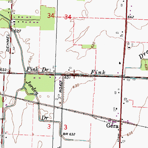 Topographic Map of Fink Drain, MI