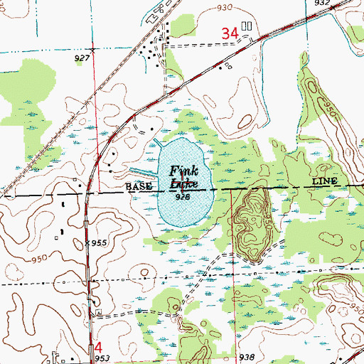 Topographic Map of Fink Lake, MI