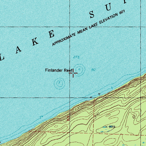 Topographic Map of Finlander Reef, MI