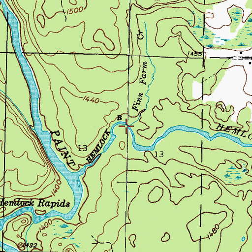 Topographic Map of Finn Farm Creek, MI