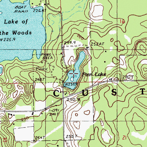 Topographic Map of Finn Lake, MI