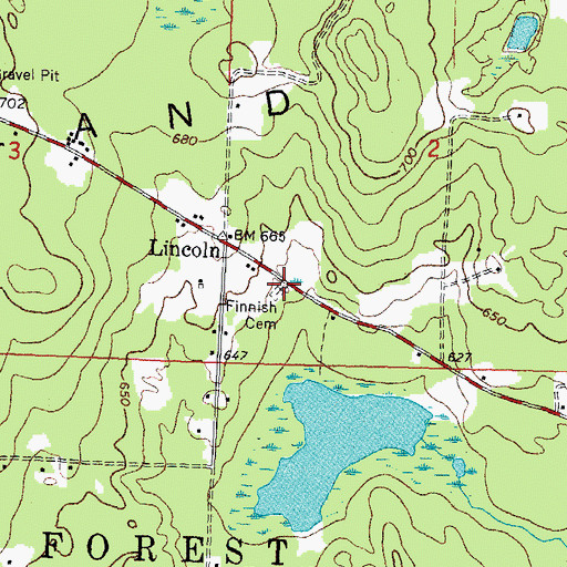 Topographic Map of Finnish Cemetery, MI