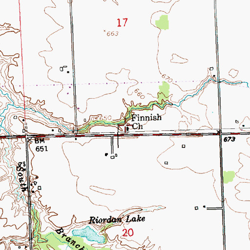Topographic Map of Finnish Church, MI