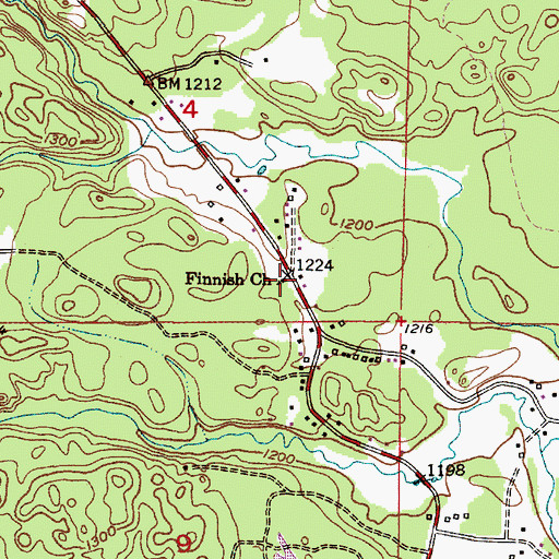 Topographic Map of Finnish Church, MI