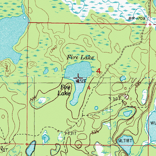 Topographic Map of Fire Lake, MI