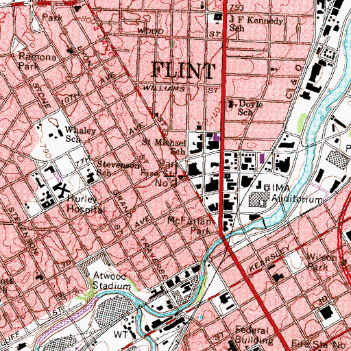 Topographic Map of Fire Station Number 2, MI