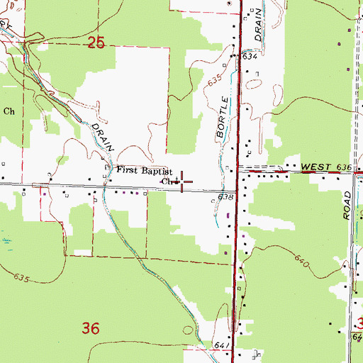 Topographic Map of First Baptist Church, MI