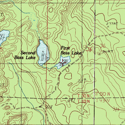 Topographic Map of First Bass Lake, MI