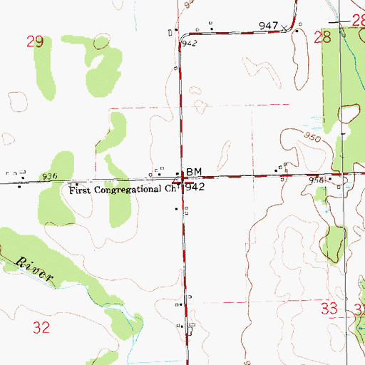 Topographic Map of First Congregational Church, MI