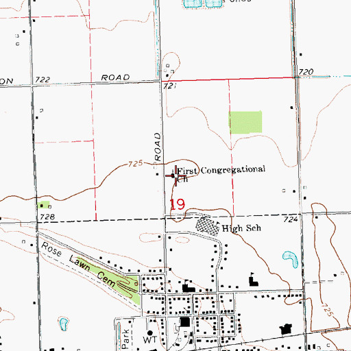 Topographic Map of First Congregational Church, MI