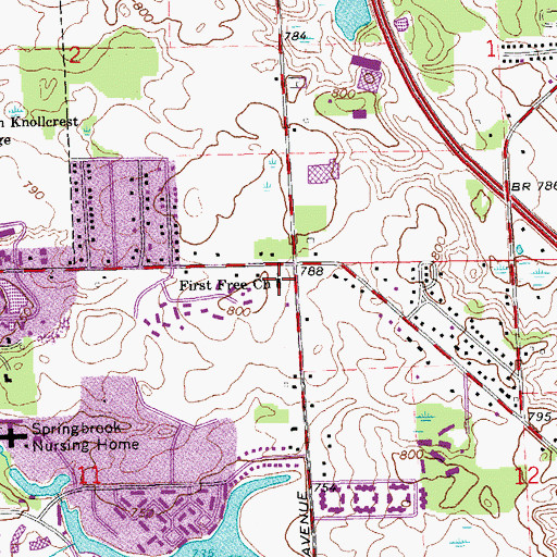 Topographic Map of First Free Church, MI