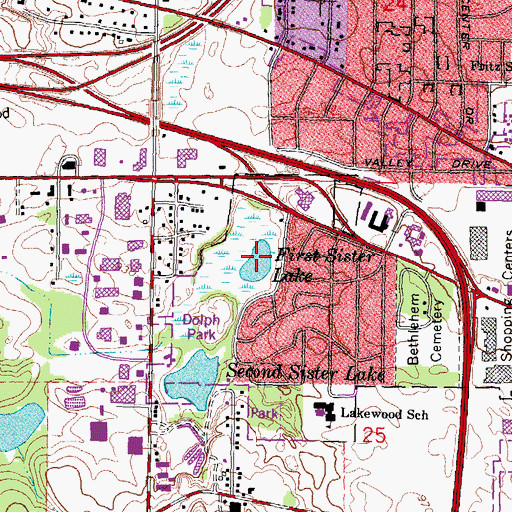 Topographic Map of First Sister Lake, MI