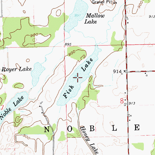 Topographic Map of Fish Lake, MI