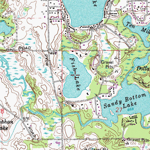 Topographic Map of Fish Lake, MI