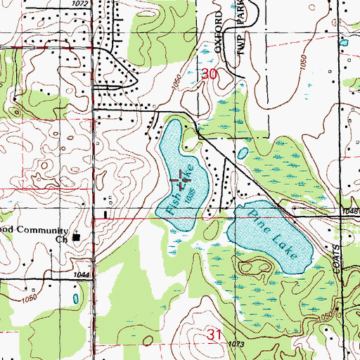 Topographic Map of Fish Lake, MI