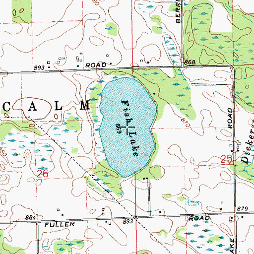 Topographic Map of Fish Lake, MI