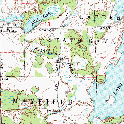 Topographic Map of Fish Lake Drain, MI