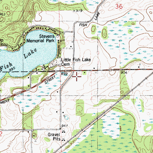 Topographic Map of Fish Lake School, MI