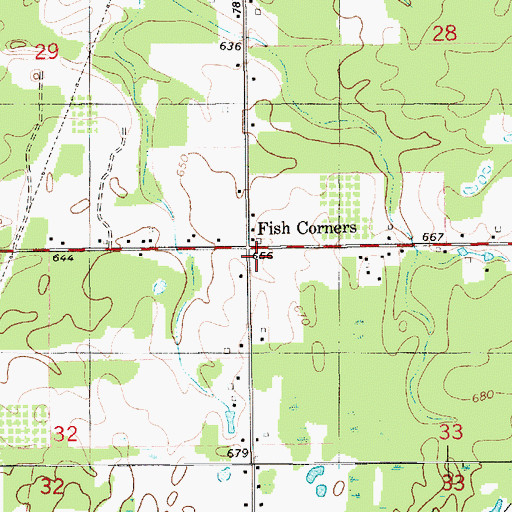 Topographic Map of Fish School, MI
