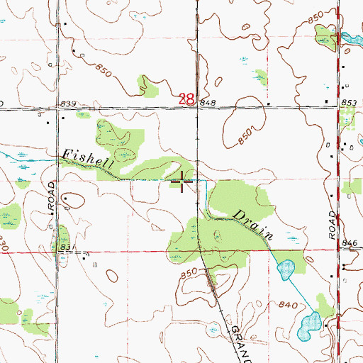 Topographic Map of Fishell Drain, MI