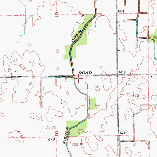 Topographic Map of Fisher Drain, MI