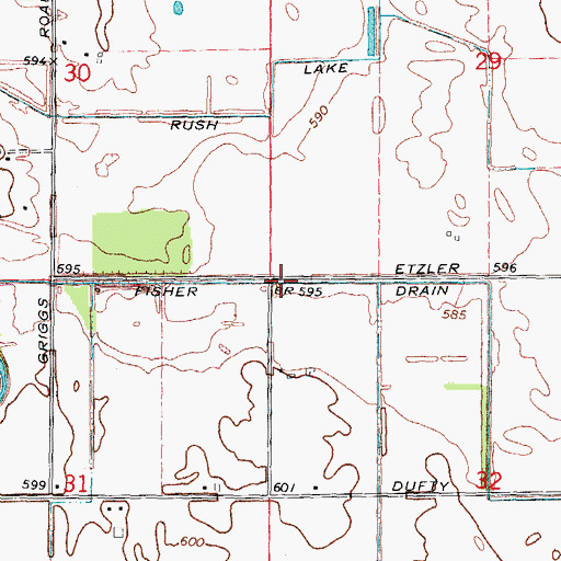 Topographic Map of Fisher Drain, MI