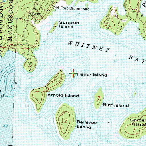 Topographic Map of Fisher Island, MI