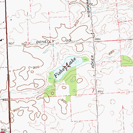 Topographic Map of Fisher Lake, MI