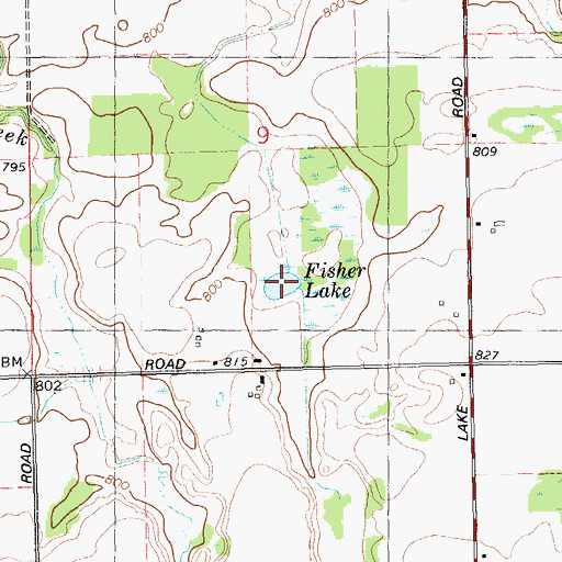 Topographic Map of Fisher Lake, MI