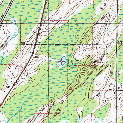 Topographic Map of Fisher Lake, MI