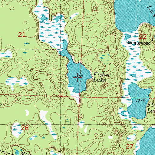Topographic Map of Fisher Lake, MI