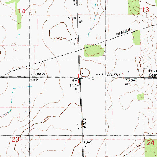 Topographic Map of Fisher School, MI