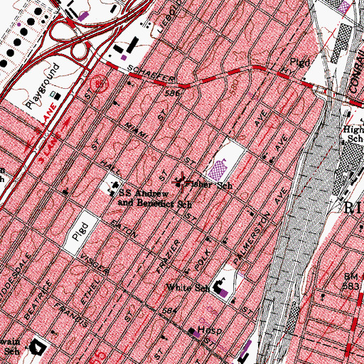 Topographic Map of Fisher School, MI