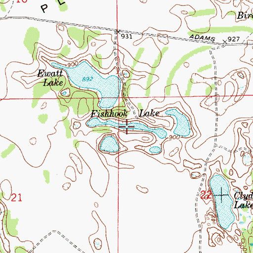 Topographic Map of Fishhook Lake, MI