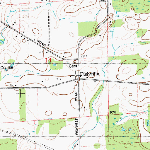Topographic Map of Fishville School, MI