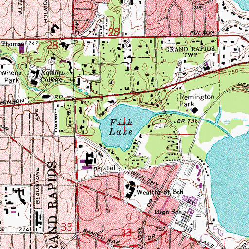 Topographic Map of Fisk Lake, MI