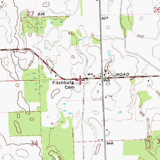 Topographic Map of Fitchburg Cemetery, MI