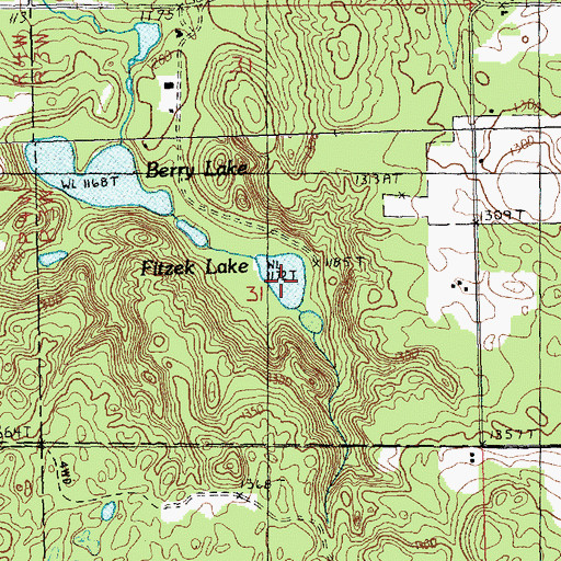 Topographic Map of Fitzek Lake, MI