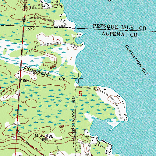 Topographic Map of Fitzgerald Creek, MI
