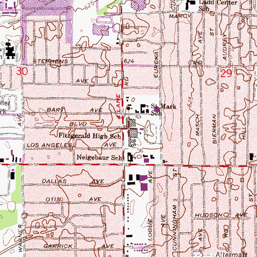 Topographic Map of Fitzgerald High School, MI