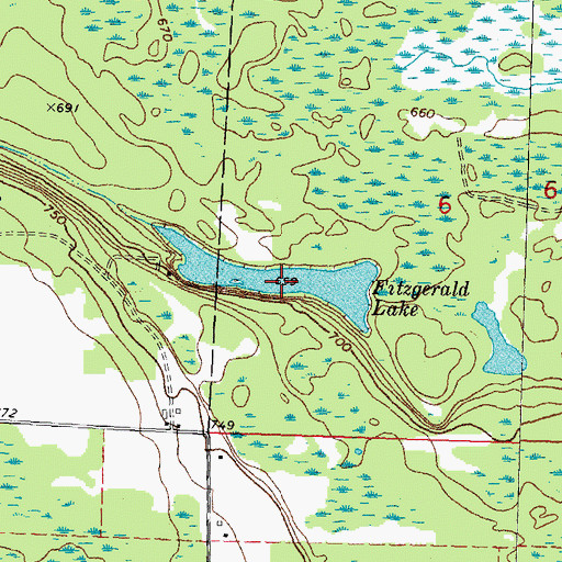 Topographic Map of Fitzgerald Lake, MI