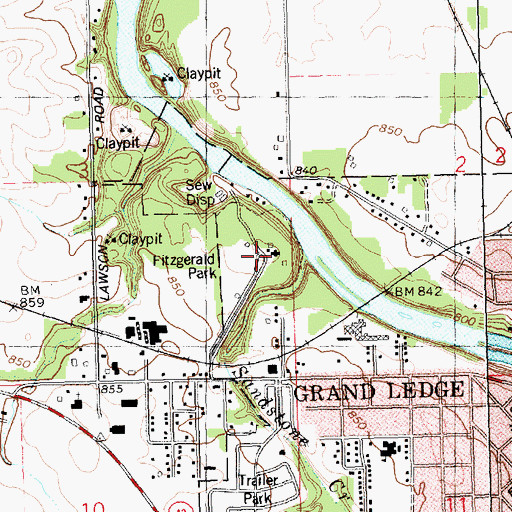 Topographic Map of Fitzgerald Park, MI