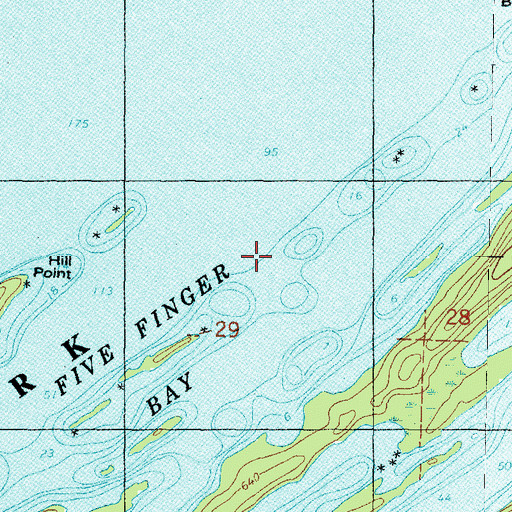 Topographic Map of Five Finger Bay, MI