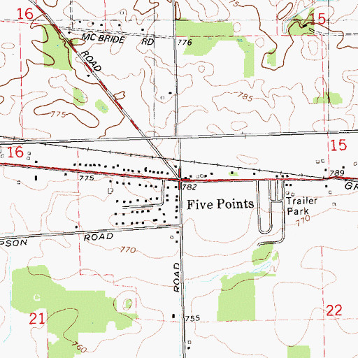 Topographic Map of Five Points, MI