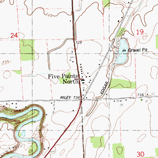 Topographic Map of Five Points North, MI