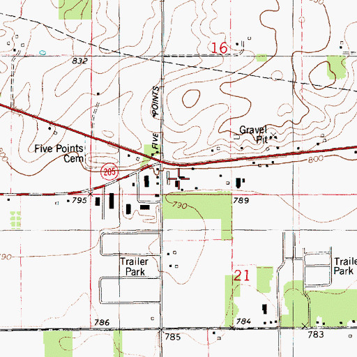 Topographic Map of Five Points School, MI